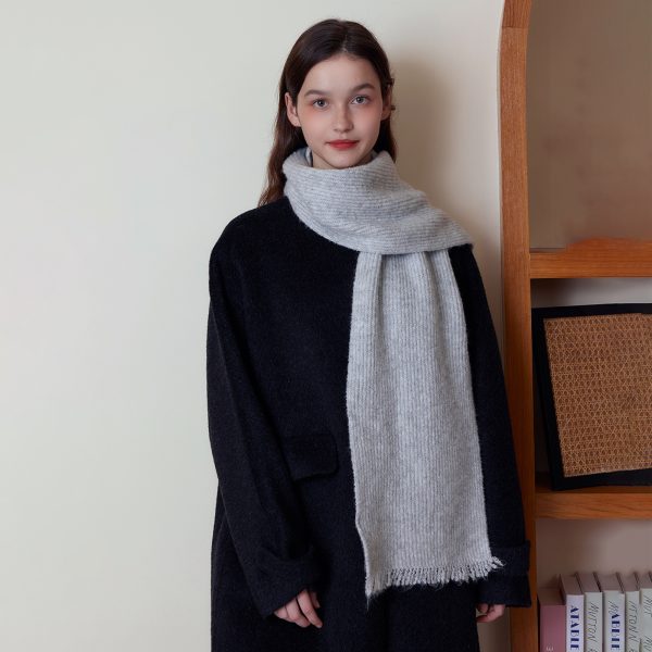 Soft Knitted Wool Scarf for Women - Solid Color Autumn & Winter