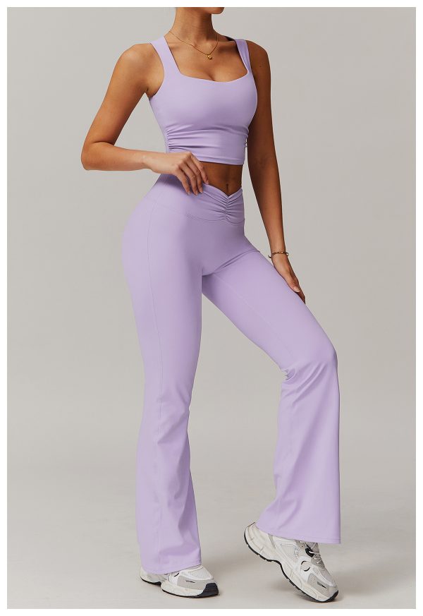 Nude Feel High Waist Hip Lift Yoga Bell Bottom Pants - Image 3