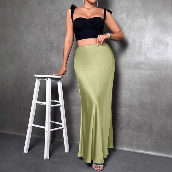 Women’s Satin A-Line Long Skirt - Image 2