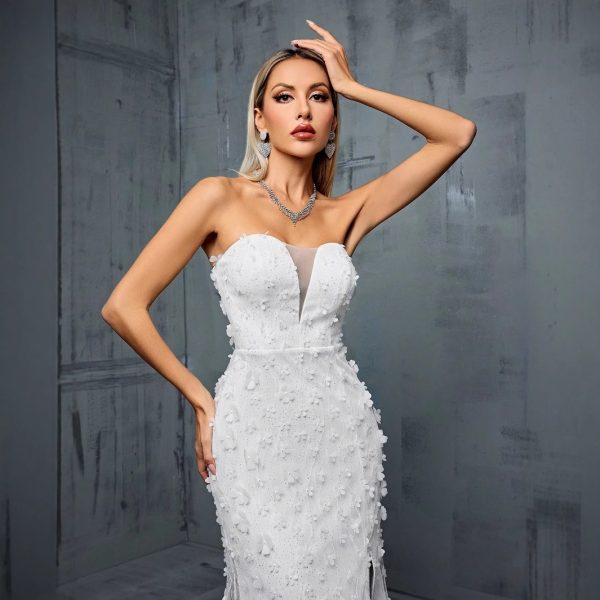 V-Neck Tube Top Fishtail Evening Cocktail Party Dress - Image 2