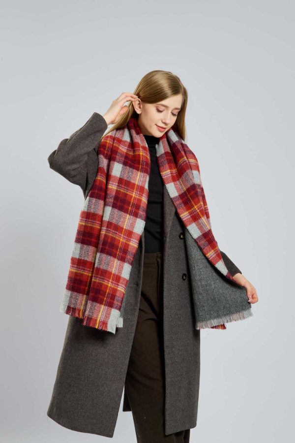 Cashmere-Like Double-Sided Plaid Tassel Scarf for Women - Image 3