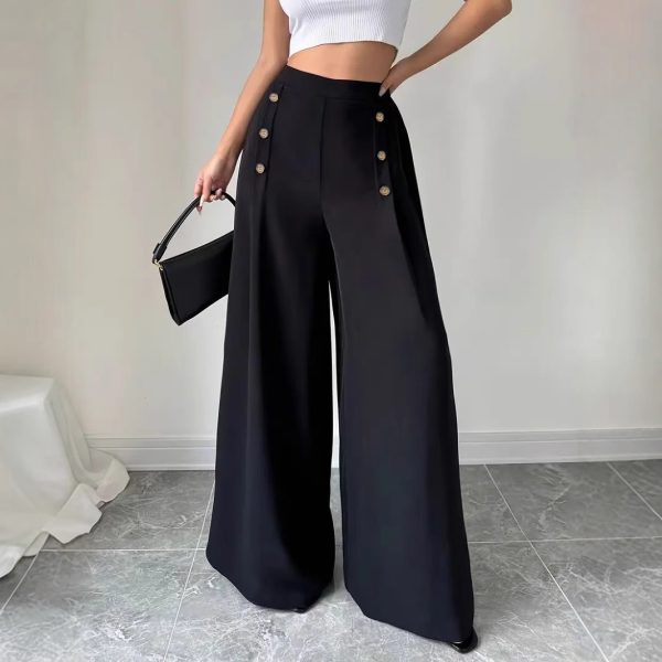 Women’s High Waist Solid Color Wide Leg Pants - Image 4