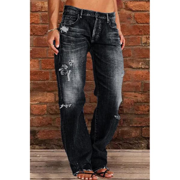 Women’s Mid-Waist Denim Trousers with Classic Straight-Leg Fit - Image 3