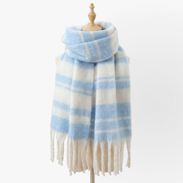 Women’s Colorful Plaid Tassel Mohair Circle Yarn Scarf - Image 3