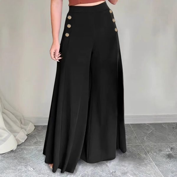 Women’s High Waist Solid Color Wide Leg Pants - Image 3