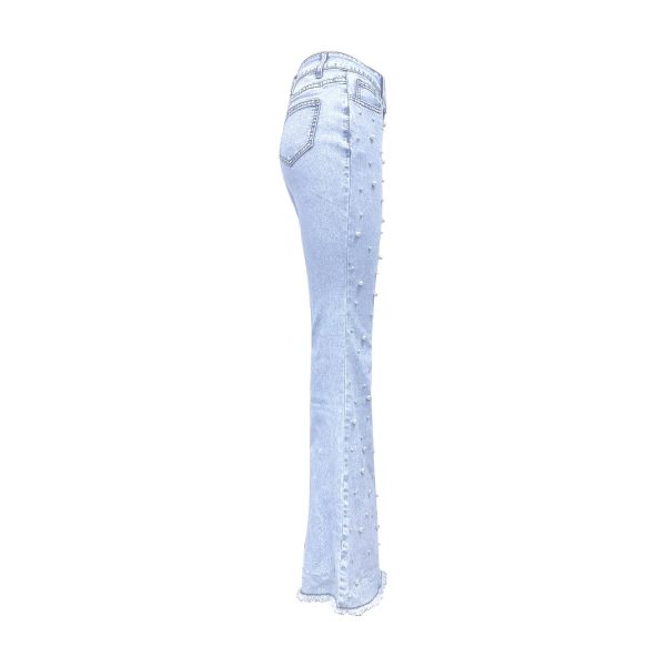 Women’s All Matching Stretch Micro Nail Pearl Jeans - Image 4