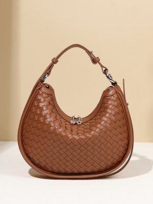 Soft Leather Oval Saddle Woven Bag