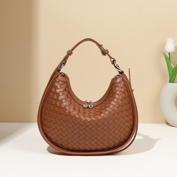 Soft Leather Oval Saddle Woven Bag