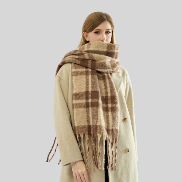 High-Grade Mohair Plaid Scarf for Women - Image 2