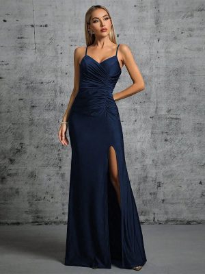 Strap Backless Sexy Lace-Up Gradient Color Maxi Dress for Formal Events