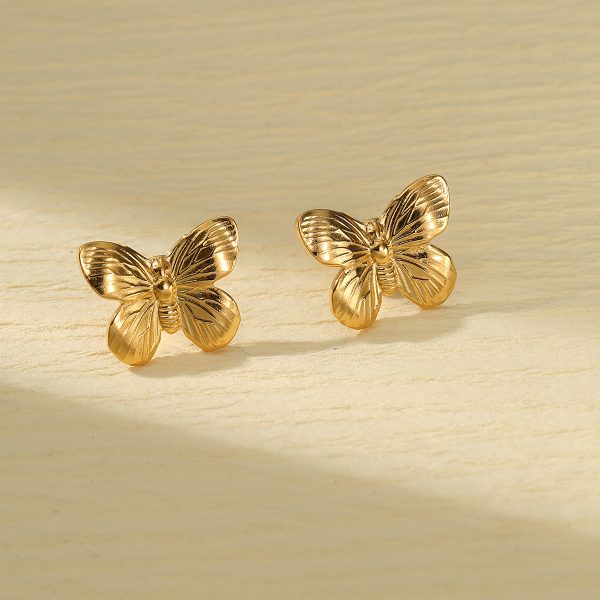 Summer Butterfly Titanium Steel Earrings Women Light Luxury Floral - Image 3