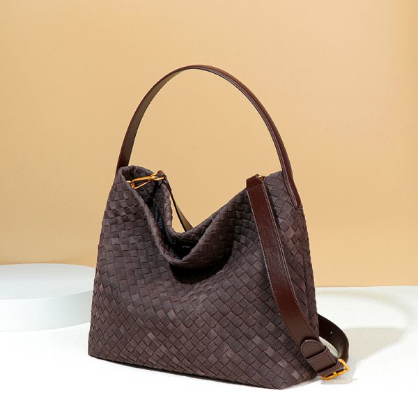 High-Quality Woven Frosted Tote Shoulder Handbag Autumn Winter - Image 2