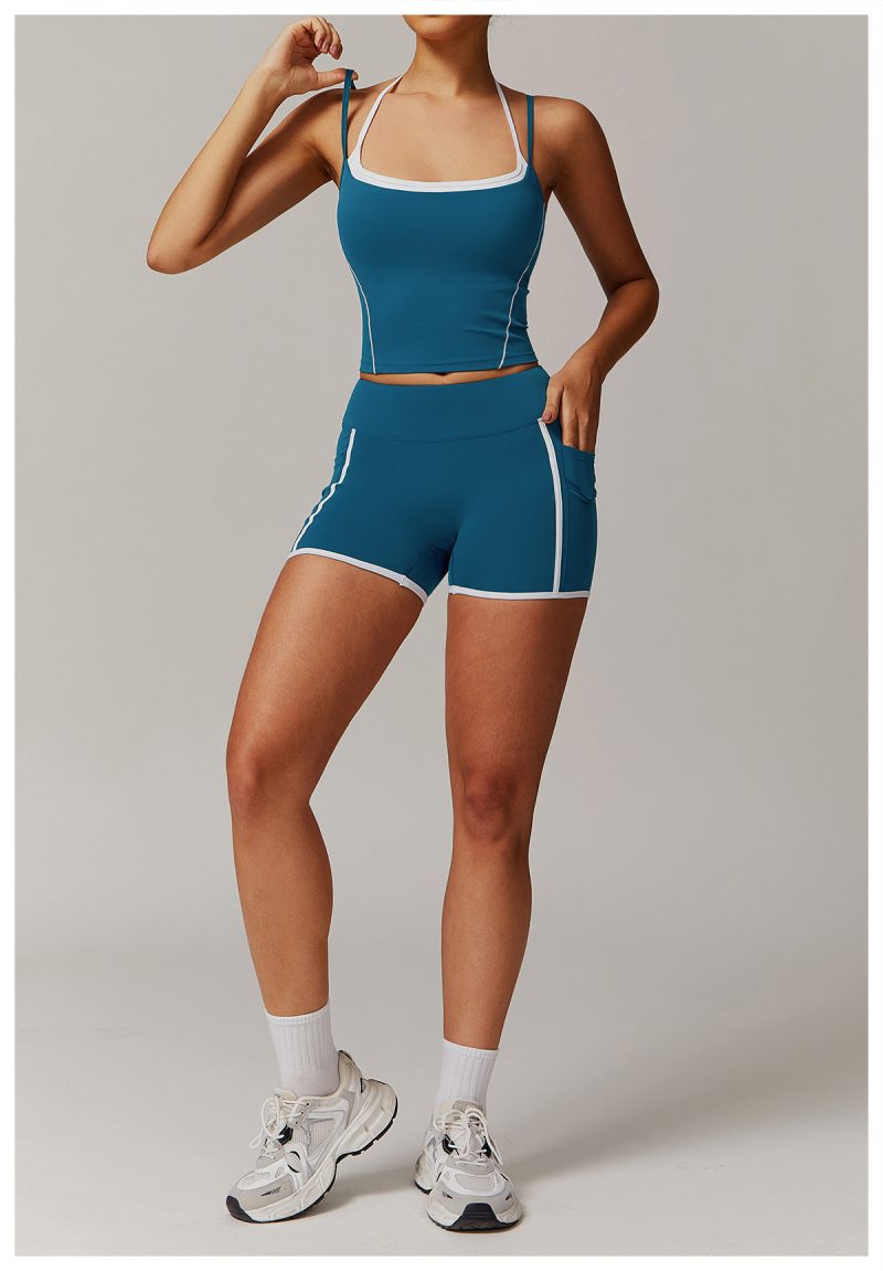 Faux Two-Piece Halter Beauty Back Yoga Set - Image 2