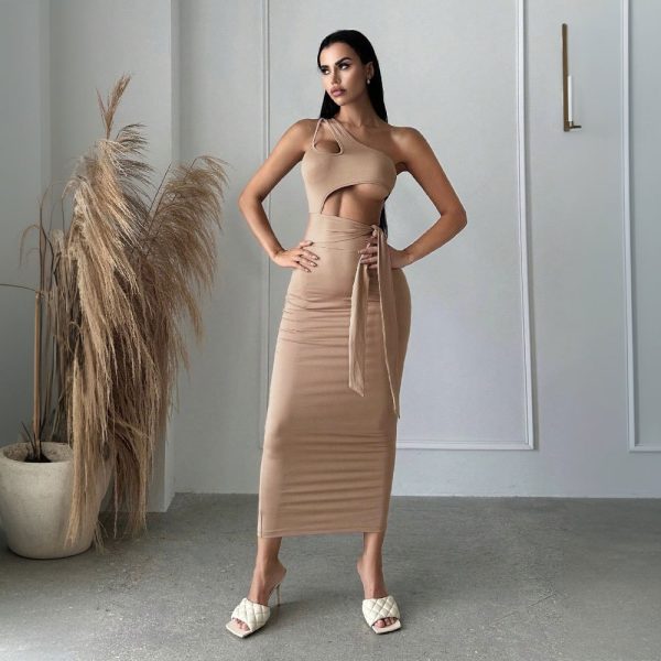 Sexy Diagonal Collar Strapless High Waist Dress - Spring/Summer