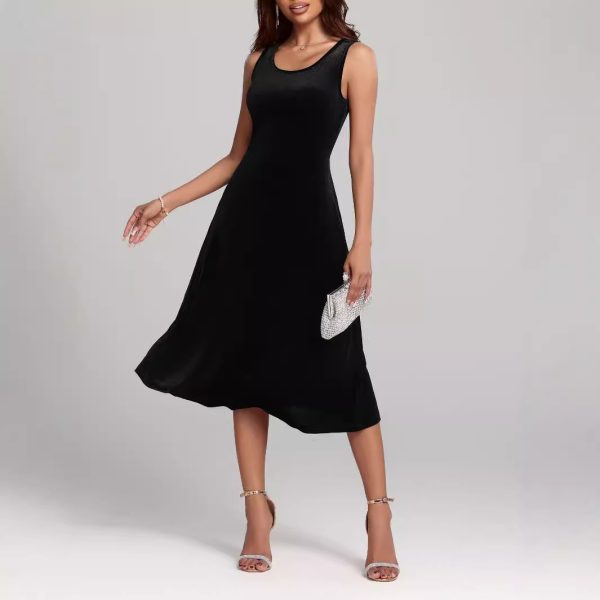 Autumn Winter Mid-Length Sexy Slimming Pleuche Dress for Women - Image 2