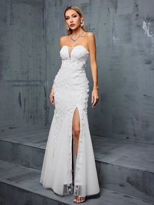 V-Neck Tube Top Fishtail Evening Cocktail Party Dress