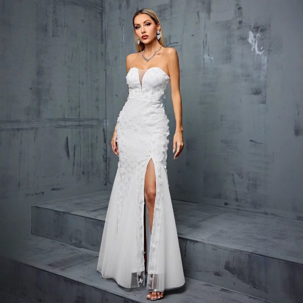 V-Neck Tube Top Fishtail Evening Cocktail Party Dress