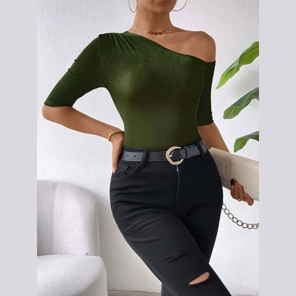 Women’s Summer Elegant Off-Shoulder Tight Bottoming Shirt - Image 3