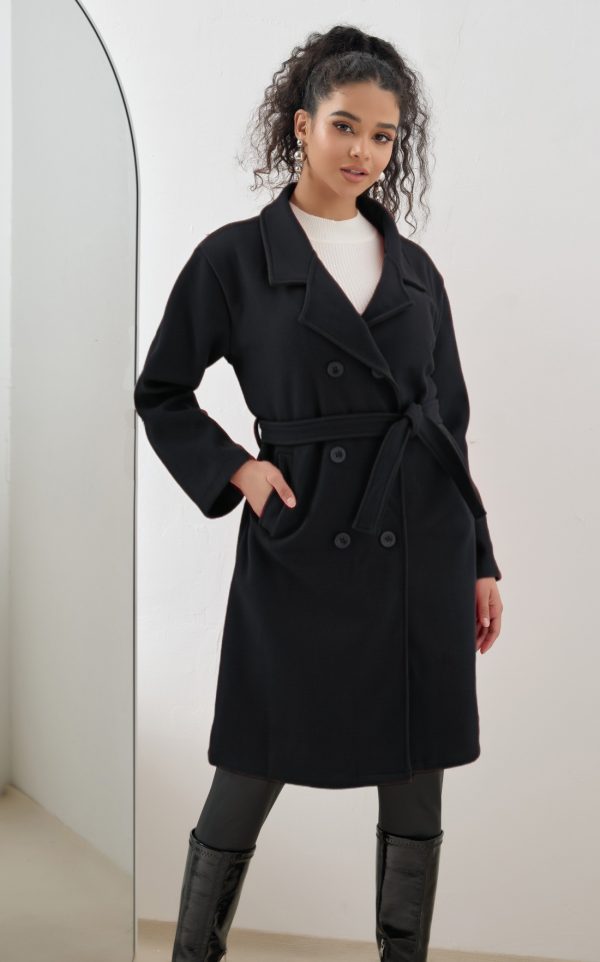 Autumn Winter Women’s Woolen Tie-Waist Slim Fit Long Coat - Image 3