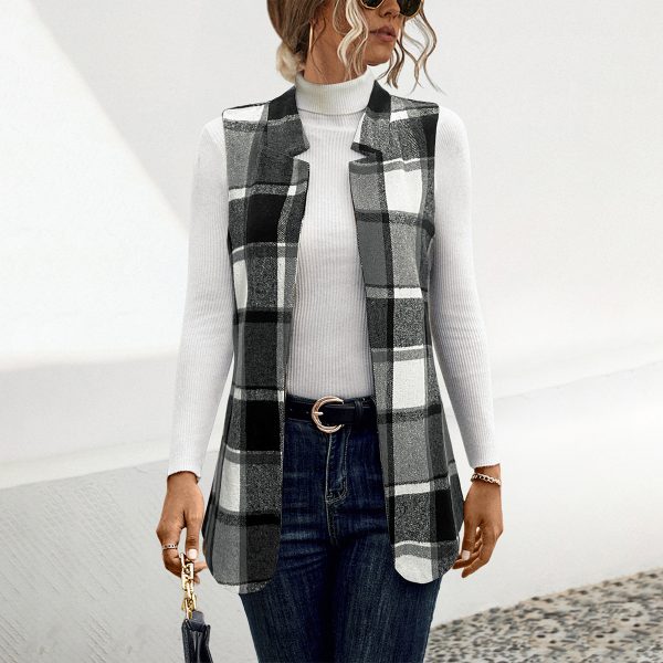 Printed Plaid Coat for Women – Autumn & Winter Fashion