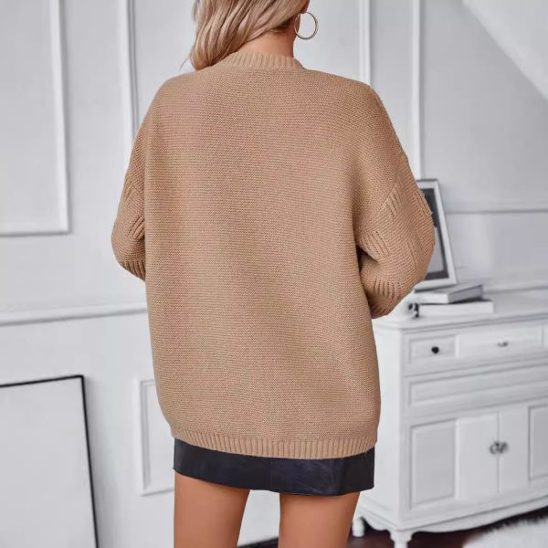 Solid Color Pocket Knitted Cardigan for Women - Image 4