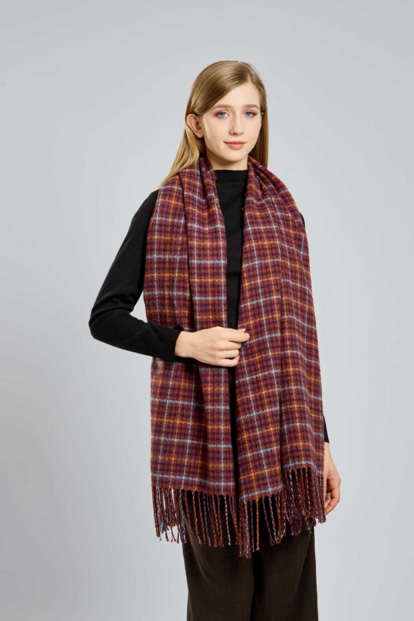 Women’s Cashmere Plaid Tassel Scarf - Image 2