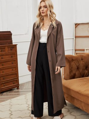 Belted Single-Breasted Swing Coat – Autumn Winter Overknee Coat