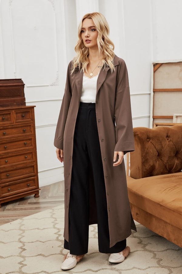 Belted Single-Breasted Swing Coat – Autumn Winter Overknee Coat