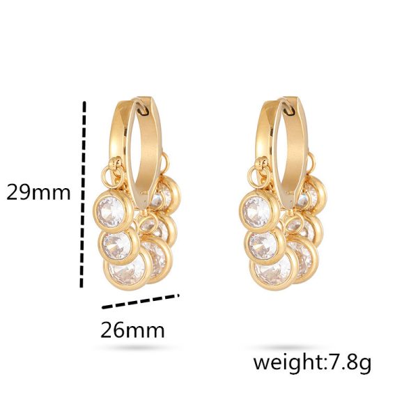 18K Gold Plated Round Diamond Earrings with Colorful Crystals for Women - Image 2