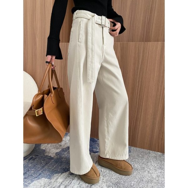 Tied High Waist Slimming Wide Leg Jeans with Street Style