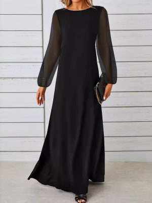 Wal-Mart Spring Autumn Elegant Black Mid-Length Dress for Women