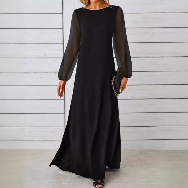 Wal-Mart Spring Autumn Elegant Black Mid-Length Dress for Women