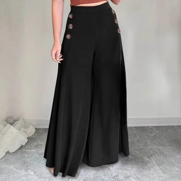 Women’s High Waist Solid Color Wide Leg Pants - Image 2