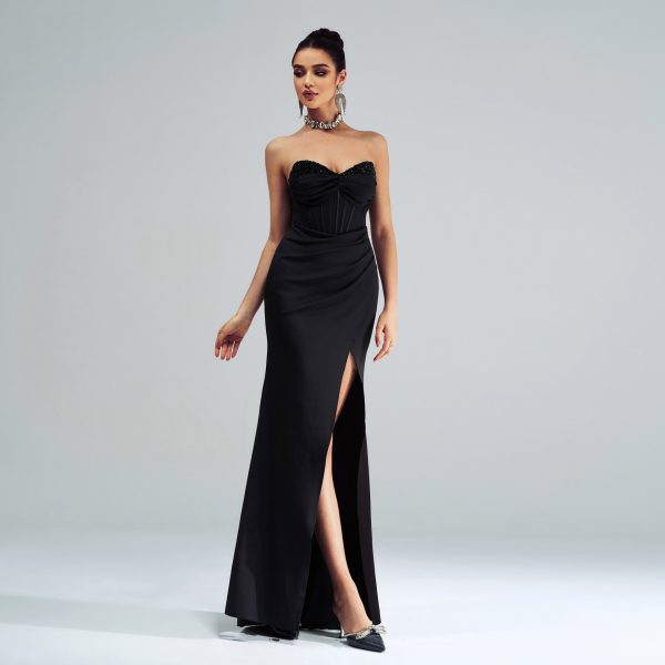 High Grade Off-Neck Wrapped Chest Sheath Cocktail Dress - Image 2