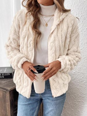 Women’s Double-Sided Plush Hooded Cardigan