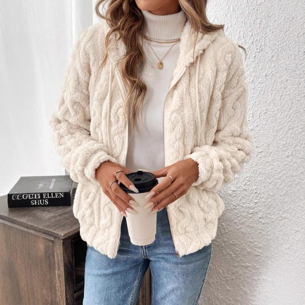 Women’s Double-Sided Plush Hooded Cardigan