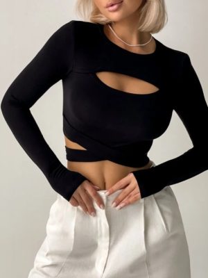 Women’s Trendy Faux Two-Piece Slim Fit Crop Top