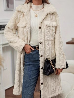 Women’s Fur-Collared Plush Coat