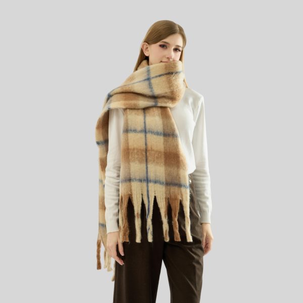 British College Plaid Mohair Scarf - Long & Warm Winter Accessory