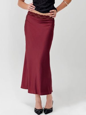 Women’s Lace Waist Satin Skirt