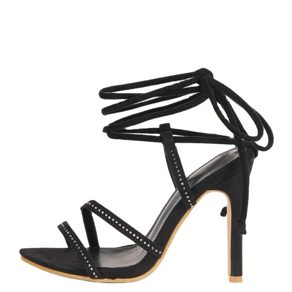 Lace-Up Diamond Stiletto Heel Sandals for Women - Image 5