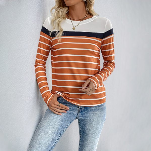 Casual Long-Sleeve Striped T-Shirt for Women – Spring & Summer - Image 3