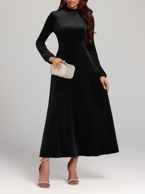 Autumn Winter Women Slimming Long Pleuche Dress - Image 3