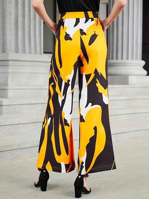 High-Waist Color Contrast Wide-Leg Pants - Image 2