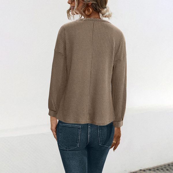 Button Knit Casual Tops for Women – Fall Fashion - Image 2