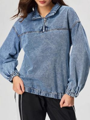 Women’s Loose Pullover Casual Denim Top for Everyday Wear