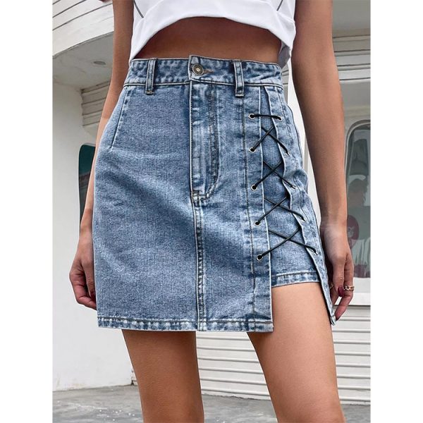 High Waist Summer Denim Skirt with Slimming Fit - Image 2