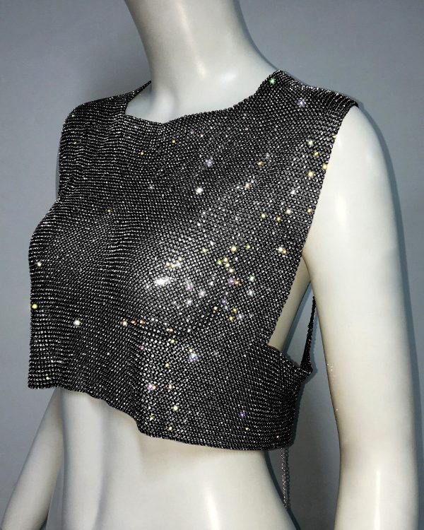 Sexy Rhinestone Chain Vest - Women’s Metallic Mesh Diamond Sling Top - Image 3