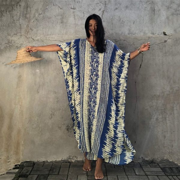 Spring Beach Cover-Up Floral Rayon Vacation Robe Dress - Image 2