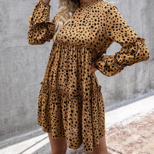 Autumn Milk Spots Long Sleeve Dress